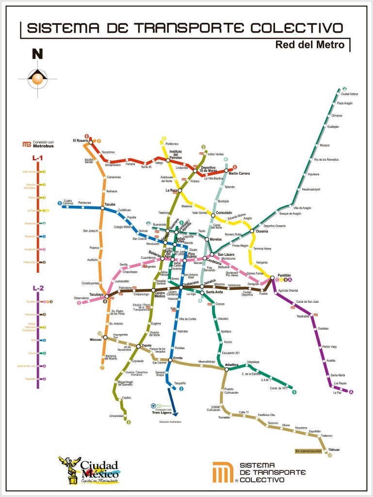 Mapa de las líneas de metro de México DF