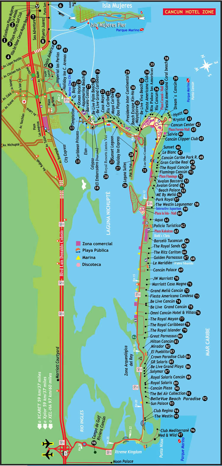 Mapa De Cancun Mexico