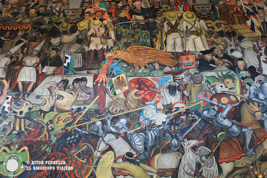 Fresco mural del Palacio Nacional mostrando la historia de México