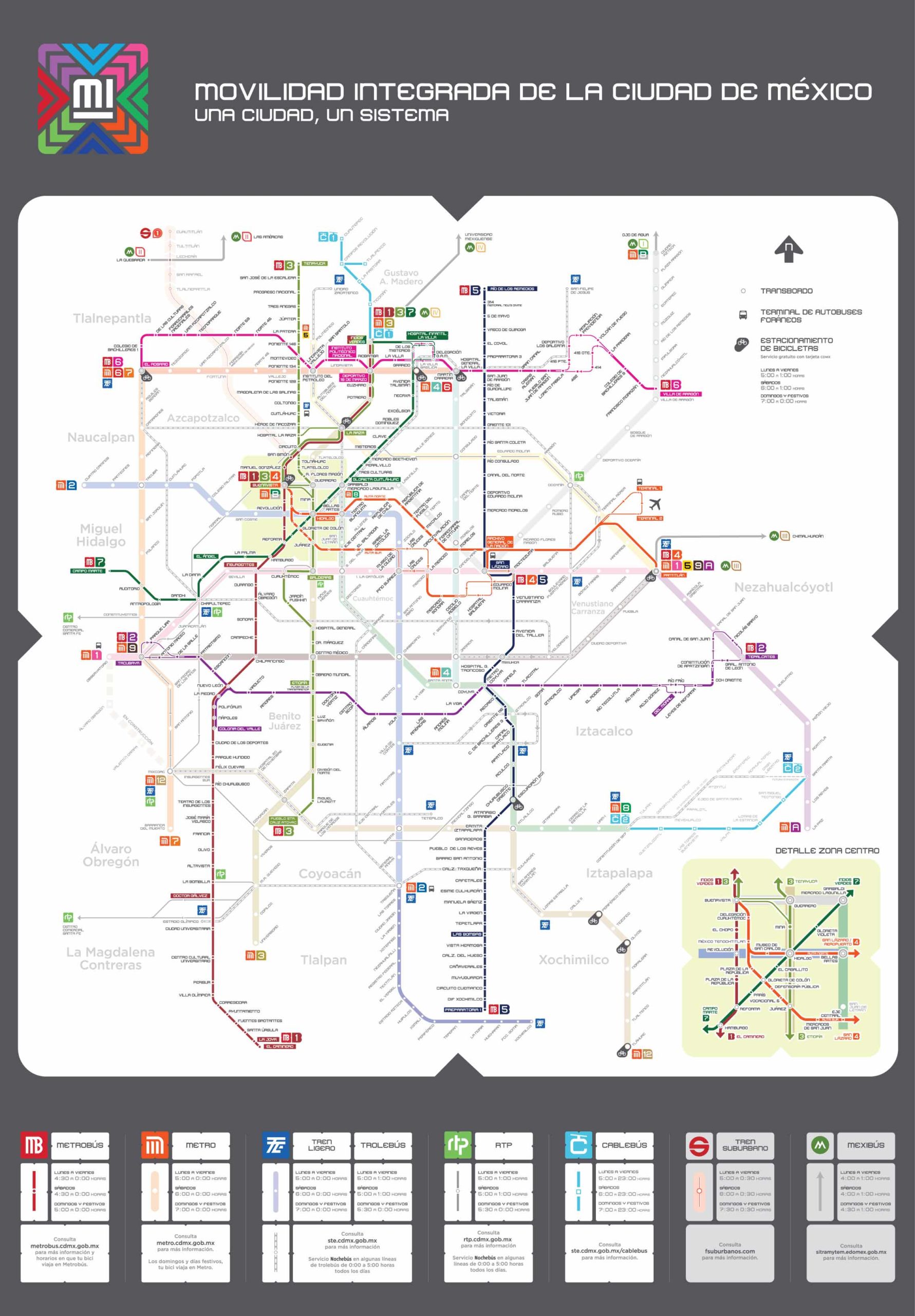 Mapa del Metrobús de CDMX - Ciudad de México - Líneas y horario