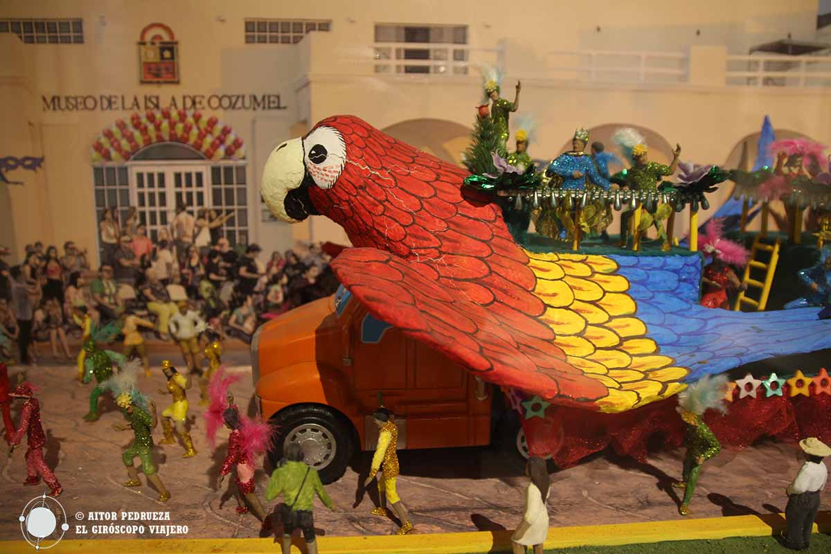 Miniaturas de carrozas del Carnaval en el Museo de Cozumel