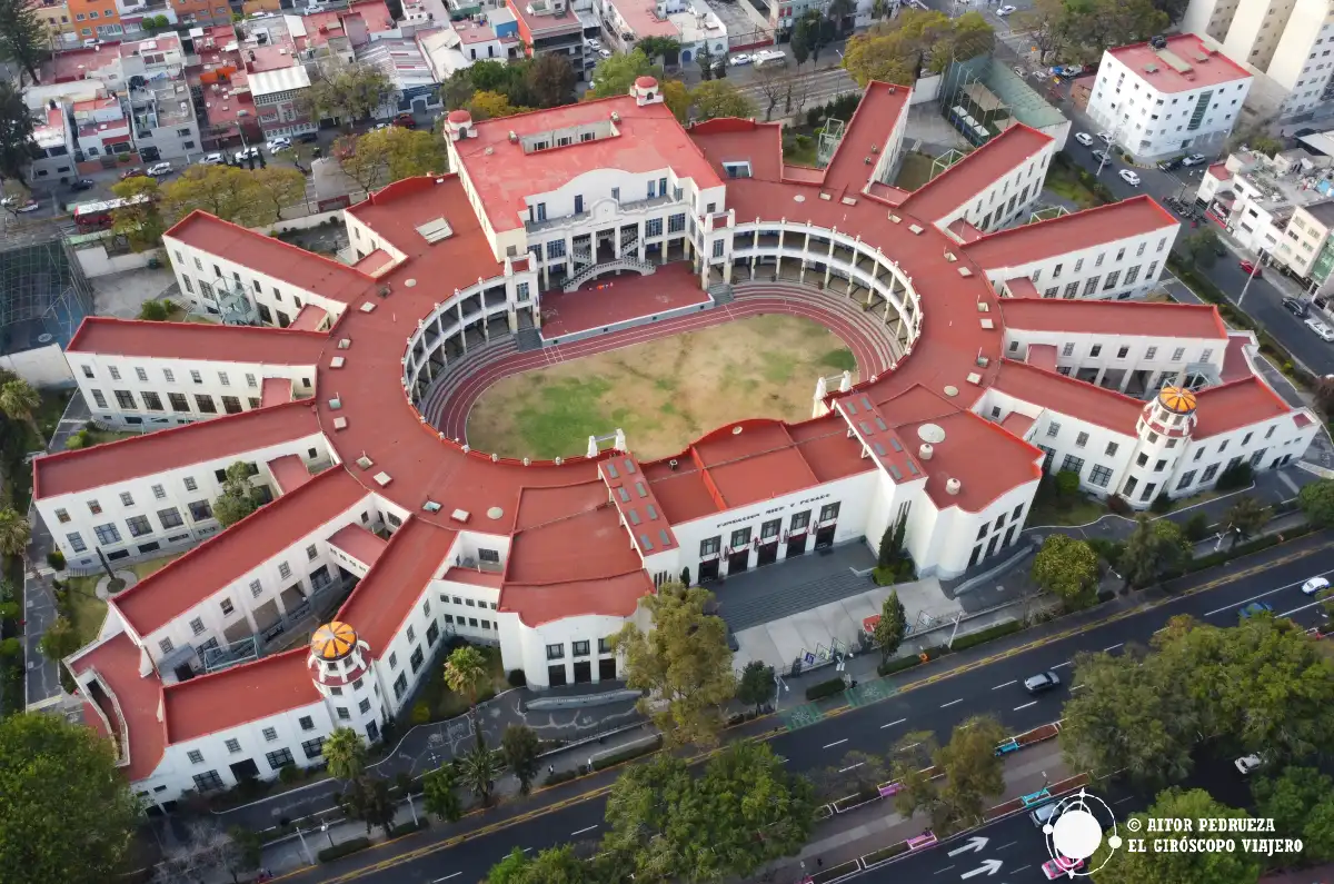 Vista área del Instituto Mier y Pesado en la Colonia Industrial de CDMX